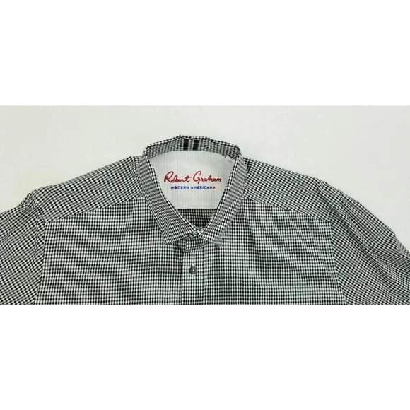 Robert Graham Modern America Tailored Fit Size Medium Men's Black White Check - Picture 5 of 11